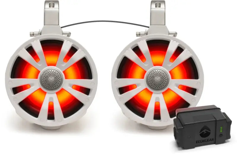 2 Pack White 8' Speakers One Amplified + Battery One No wps-63-9227