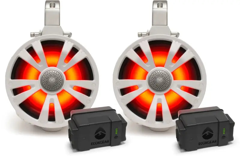 2 Pack White 8' Speakers Two Amplified + Two Batteries wps-63-9229