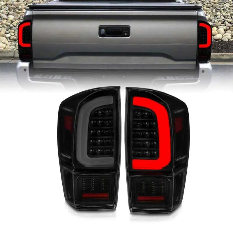 311401 ANZO 16-21 Toyota Tacoma LED Tail Lights - w/ Light Bar Sequential Black Housing & Smoke Lens anz311401