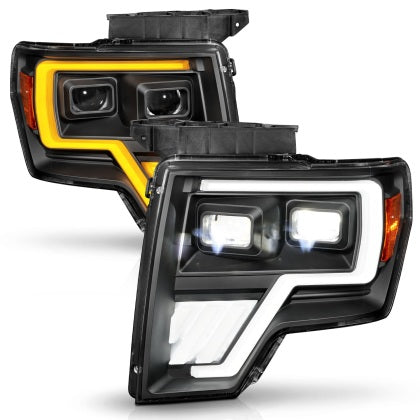 111606 ANZO 09-14 Ford F-150 Full LED Proj Headlights w/Initiation Feature - Black anz111606