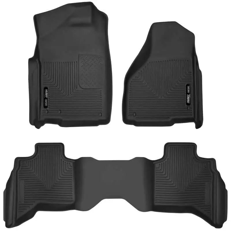 53628 Husky Liners 10-18 Dodge Ram 1500 Quad Cab X-Act Contour Front & Second Seat Floor Liners - Black hsl53628