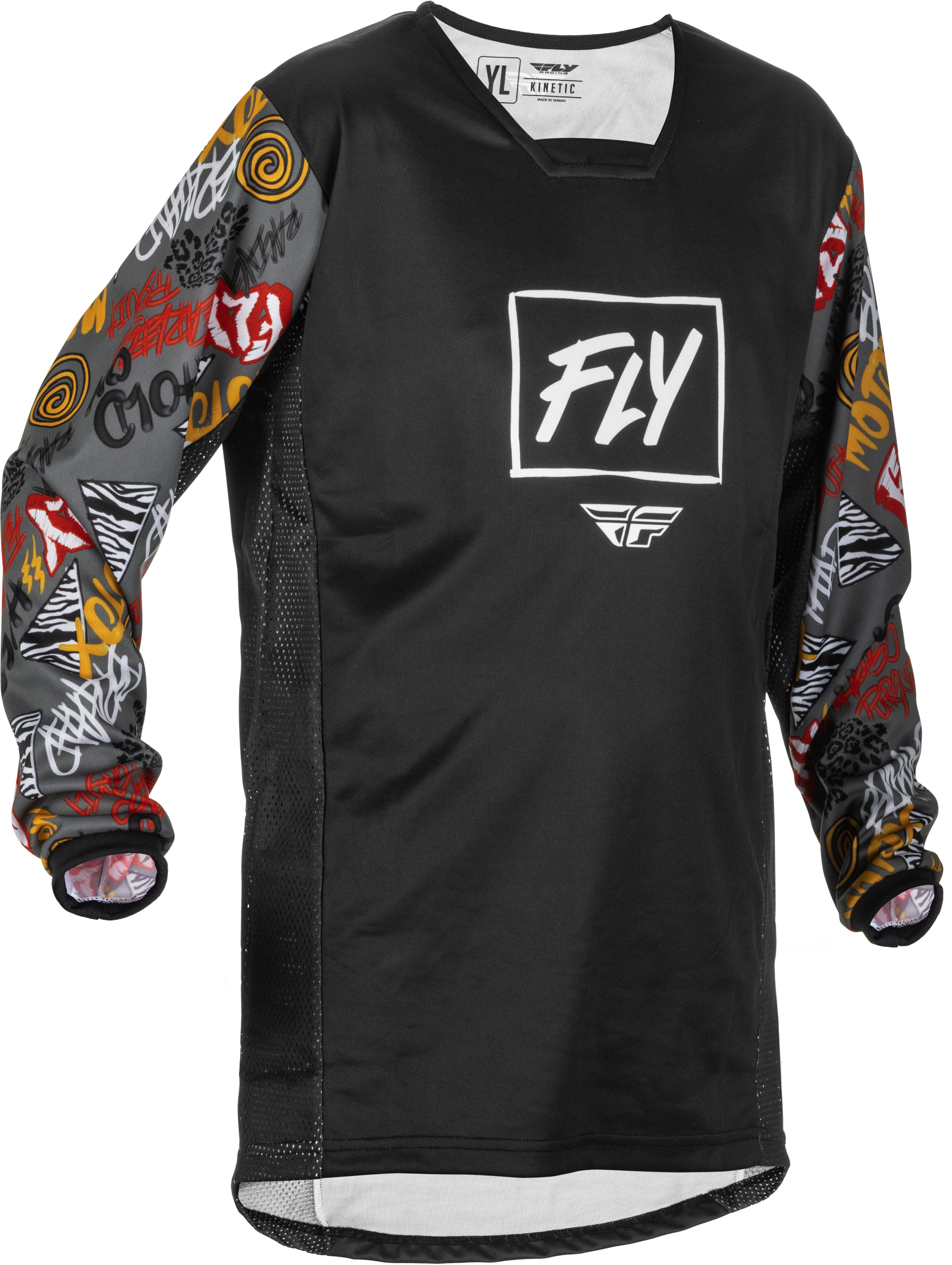 Fly Racing 375-425YL Youth Kinetic Rebel Jersey Black/Grey Yl WPS-375-425YL-RVA