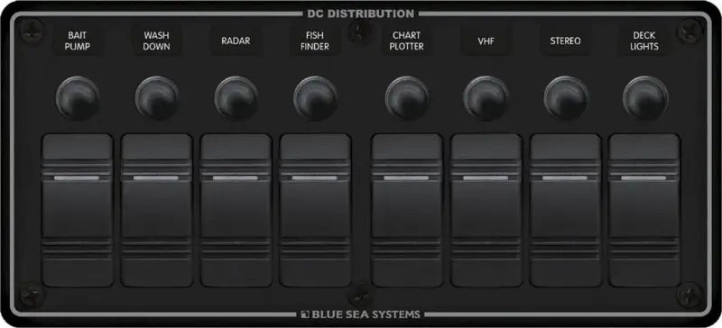 8371-BSS Blue Sea Panel H2O 12Vdc Clb 8Pos Blk H b6z8371bss