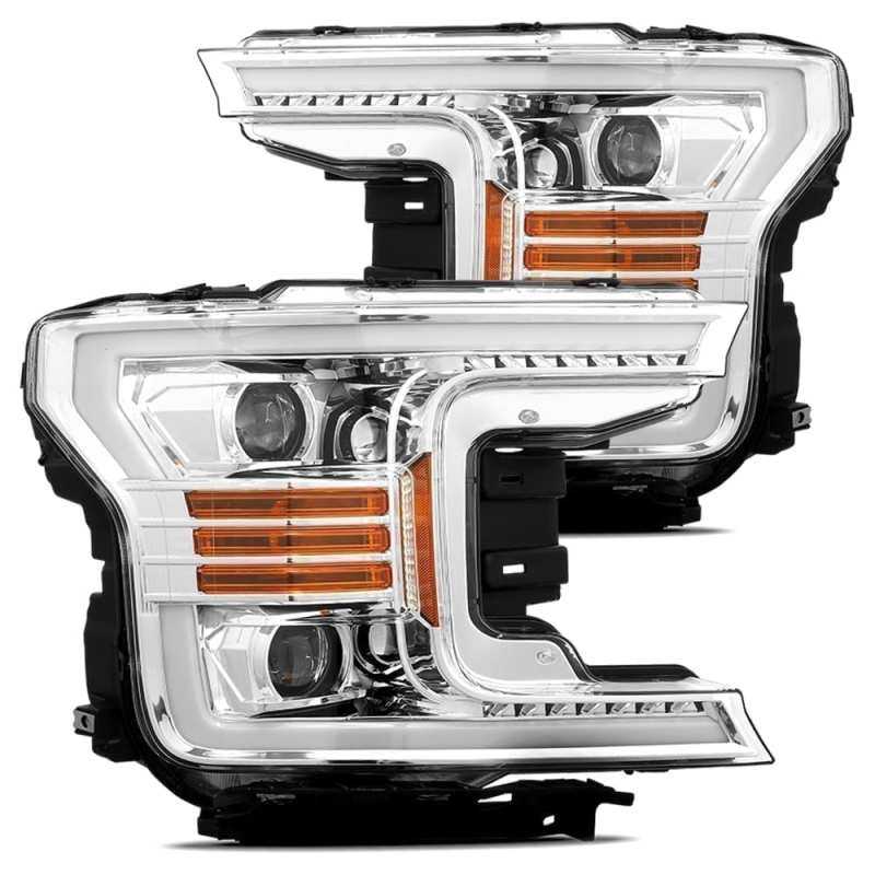880175 AlphaRex 18-20 Ford F-150 LUXX LED Proj Headlights Plank Style Chrome w/Activ Light/DRL arx880175