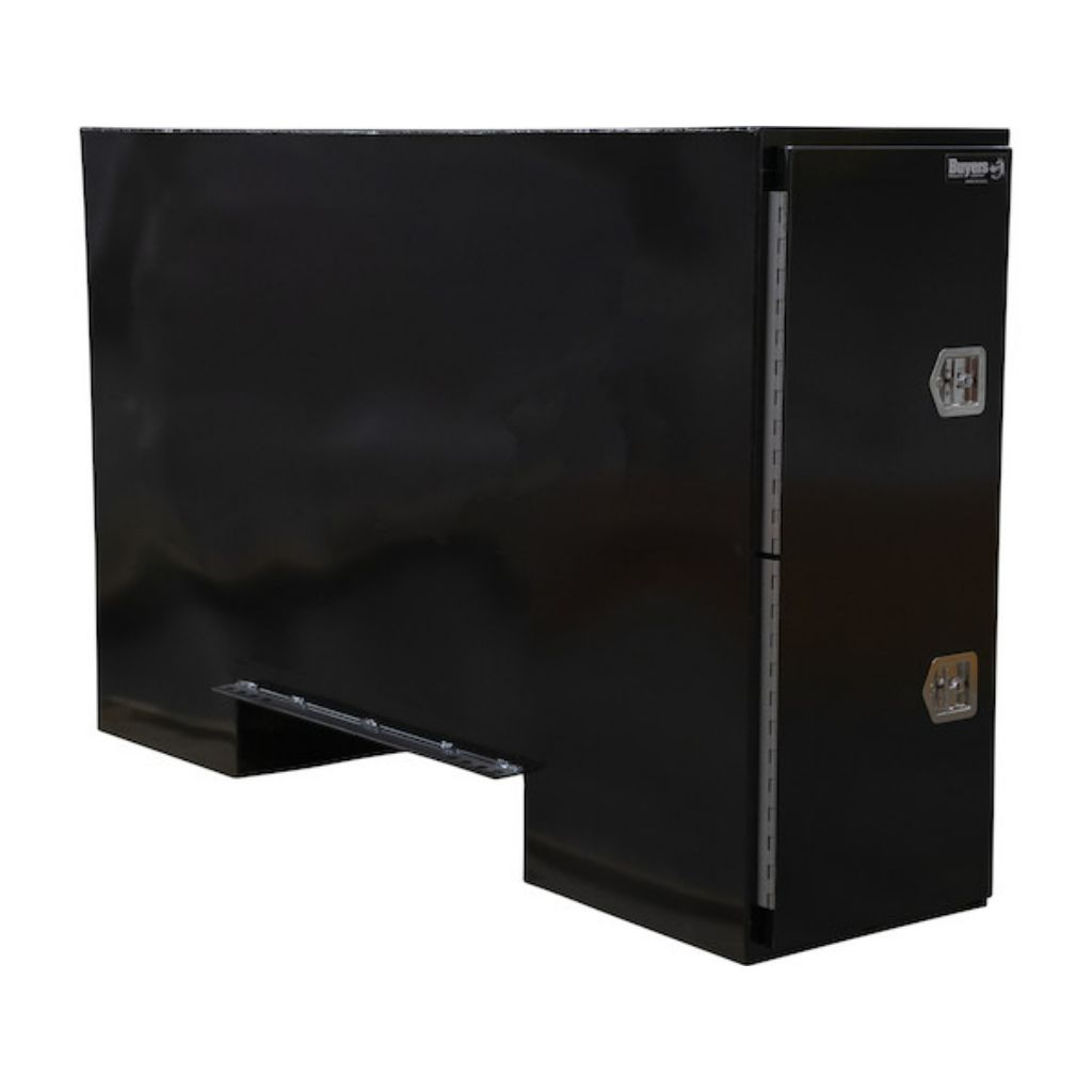 Buyers Products 57X24X96 Inch Straight Side Gloss Black Steel Backpack Truck Box - 11.26 Inch Offset Floor Model BP965724B