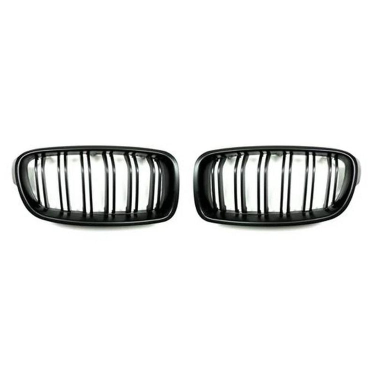 AutoTecknic Aero Replacement Stealth Black Dual-Slats Front Grilles For BMW F30 340i