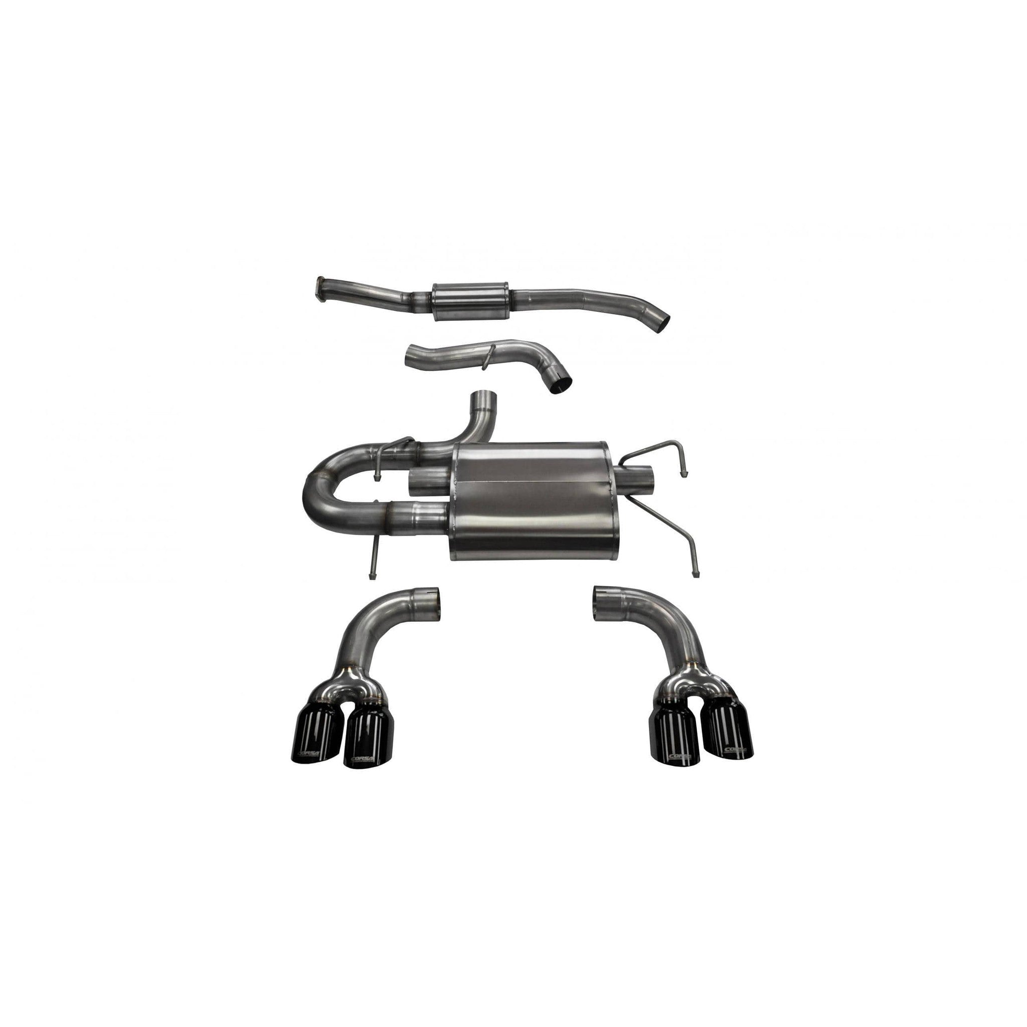 Corsa Sport Cat Back Exhaust Dual Exit Black Tips Subaru STI 08-14 MT / WRX 11-14 | 14862BLK
