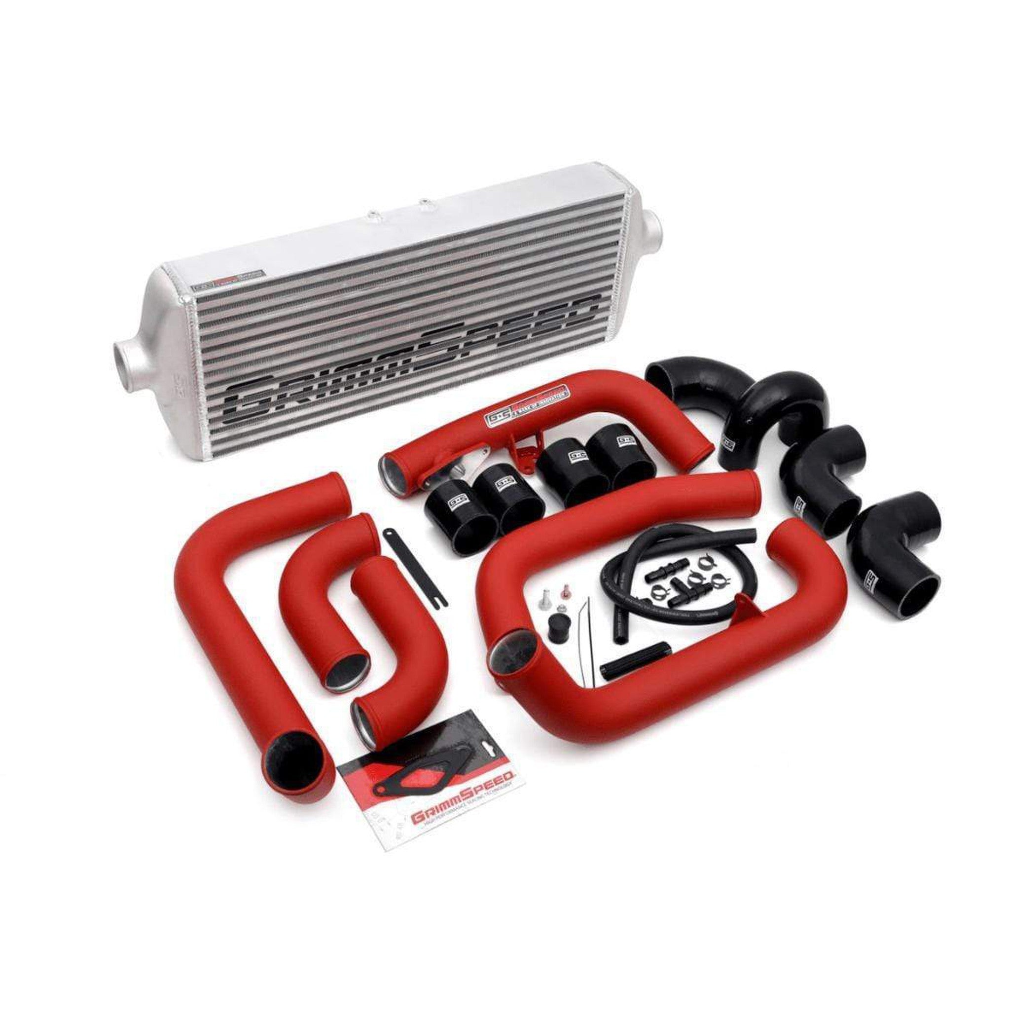 GrimmSpeed 2008-2014 Subaru STI Front Mount Intercooler Kit Raw Core / Red Pipe