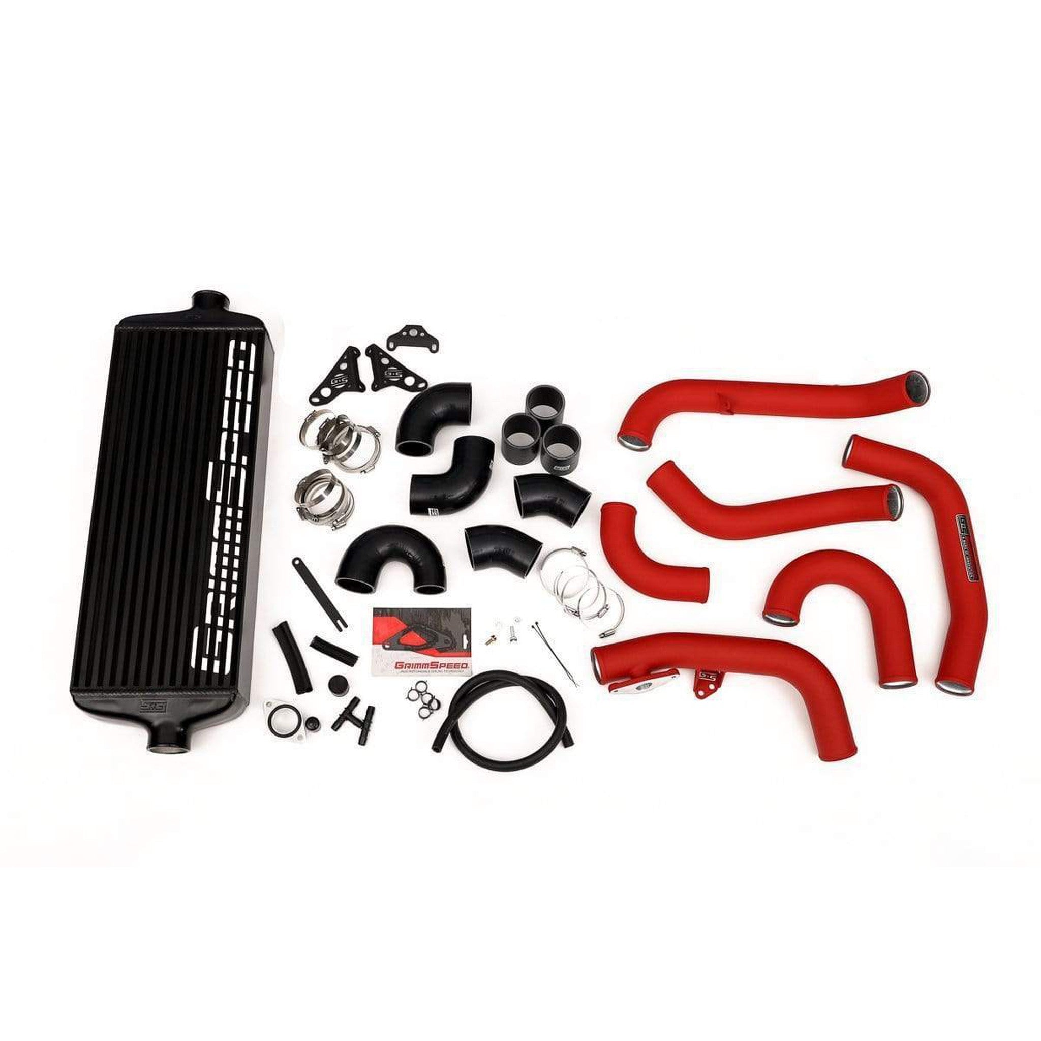 GrimmSpeed Front Mount Intercooler Kit Black Core / Red Pipe Subaru STI 2015-2021