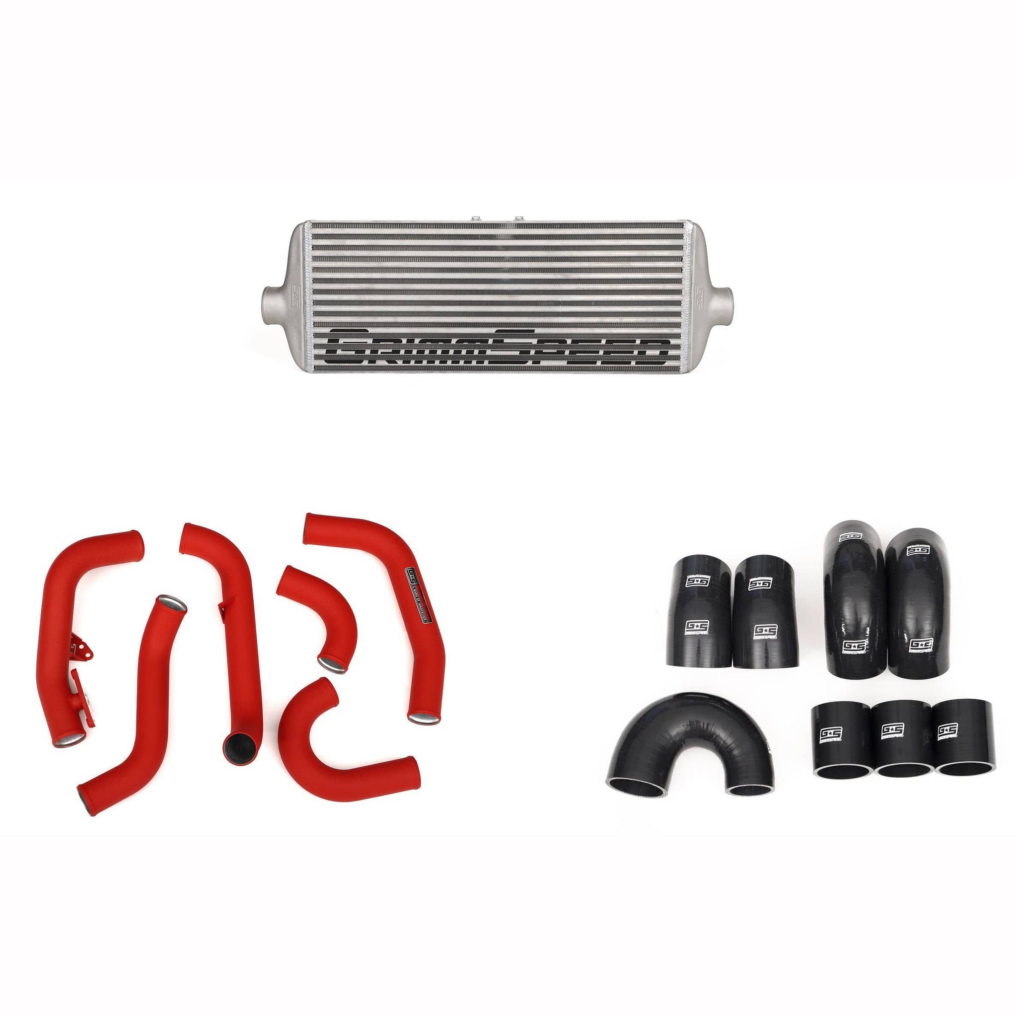 GrimmSpeed Front Mount Intercooler Kit Raw Core / Red Pipe Subaru STI 2015-2021 | 090236