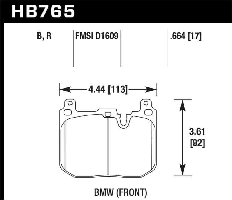 Hawk 15-17 BMW M4 DTC-30 Front Race Pads HB765W.664