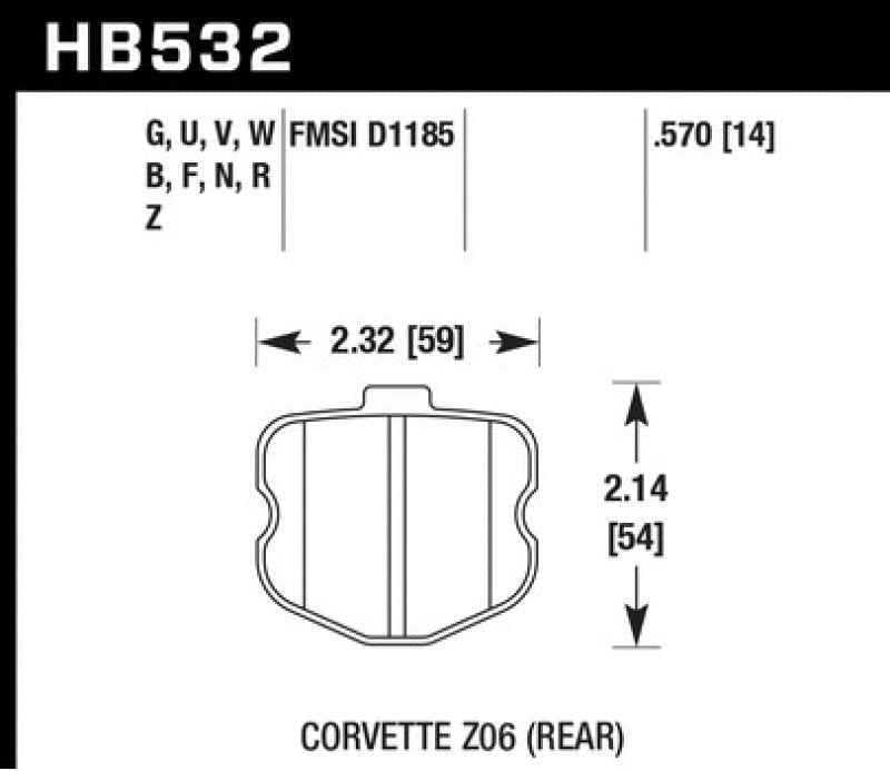 Hawk 2010-2013 Chevrolet Corvette Grand Sport ER-1 Motorsports Rear Brake Pads HB532D.570