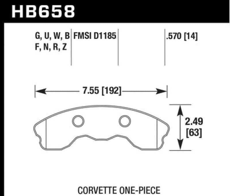 Hawk 2010-2013 Chevy Corvette Grand Sport (One-Piece Pads) ER-1 Motorsports Front Brake Pads HB658D.570
