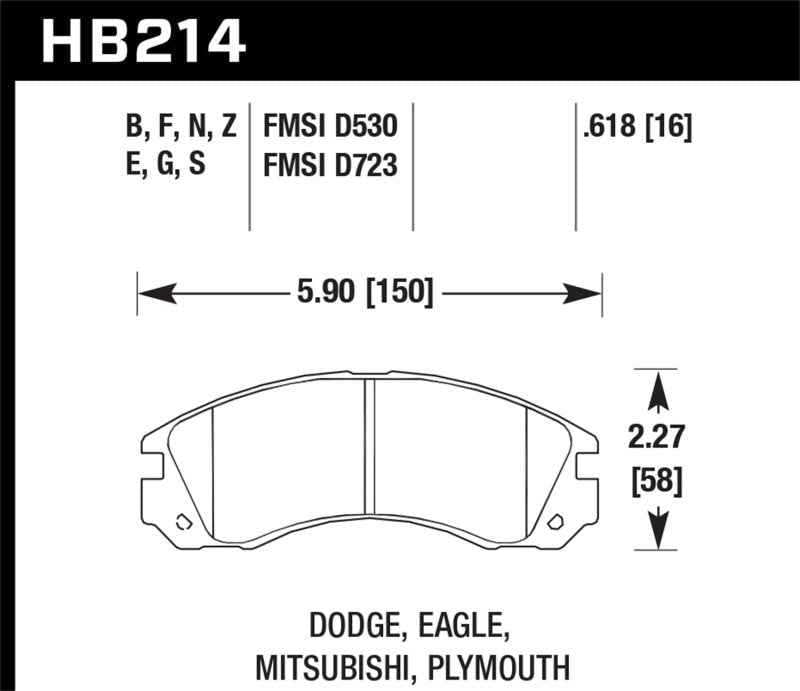 Hawk Mitsubishi Eclipse GT HP+ Street Front Brake Pads HB214N.618