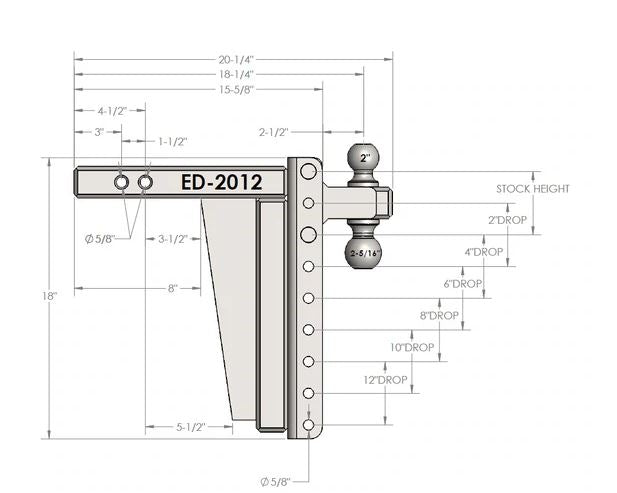 ED2012 Bulletproof 2.0' Extreme Duty 12' Drop/Rise BPHED2012