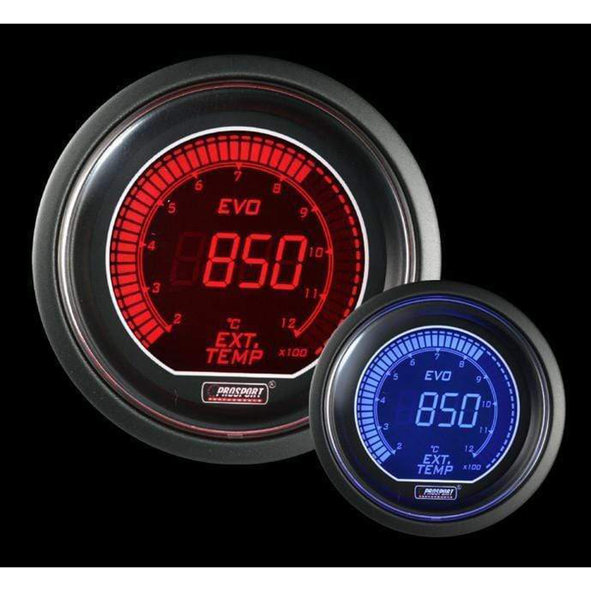 Prosport Electrical Exhaust Gas Temperature Gauge - Celsius - Red/Blue