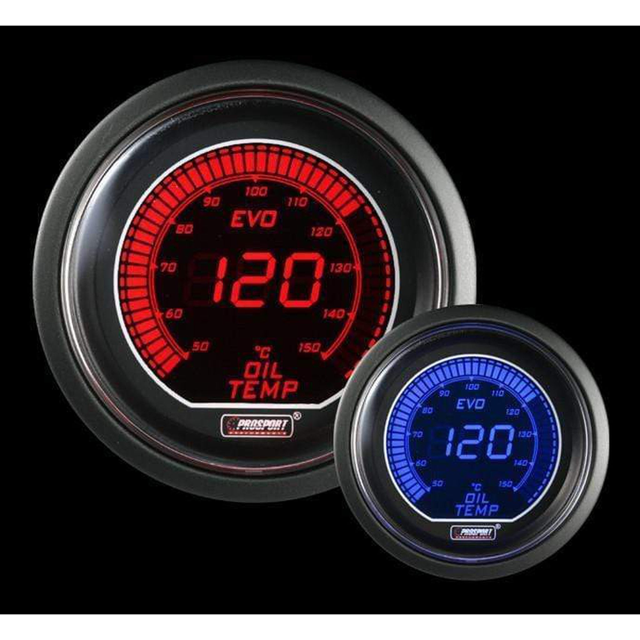 Prosport Evo Electrical Oil Temperature Gauge - Celsius - Red/Blue