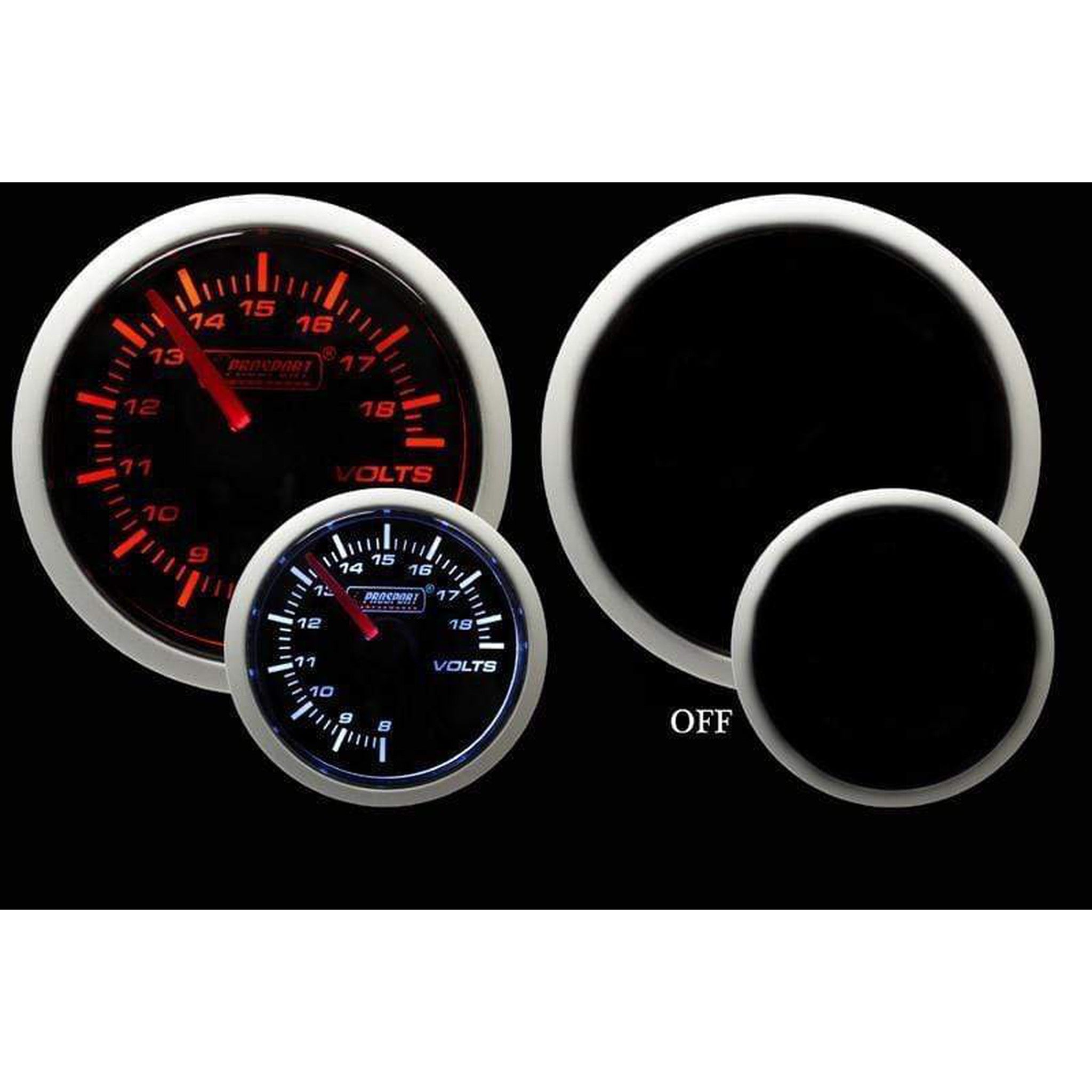 Prosport Performance Series 52mm Electric Volt Gauge - Amber / White