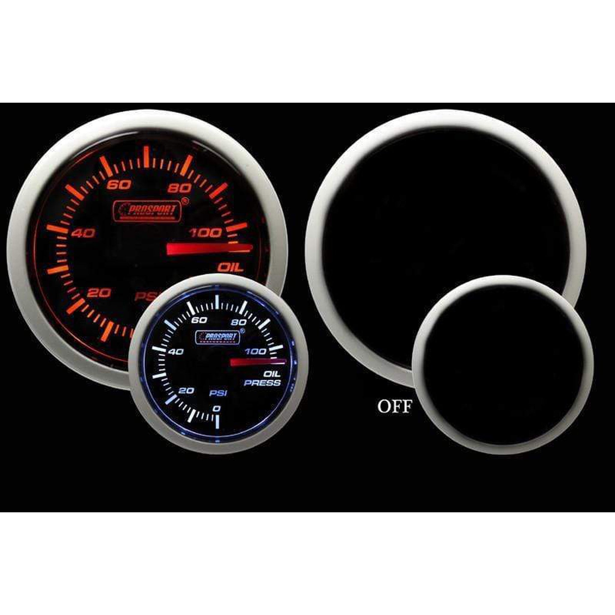 Prosport Performance Series 52mm Electrical Oil Pressure Gauge - Amber / White