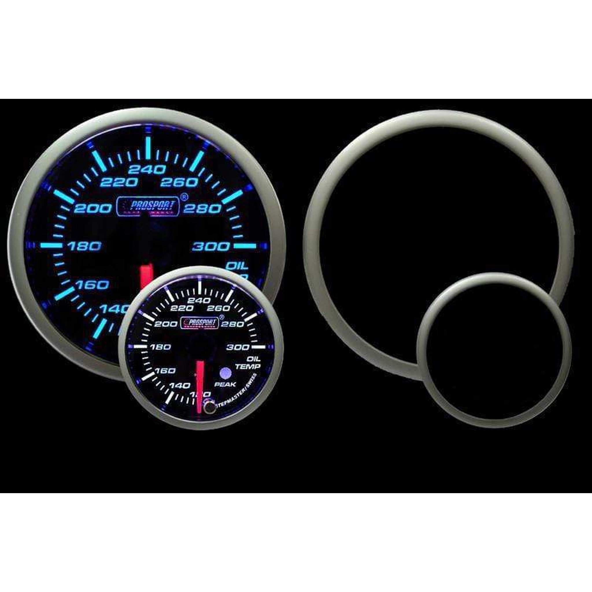 Prosport Premium Series 52mm Oil Temperature Gauge - Blue/White
