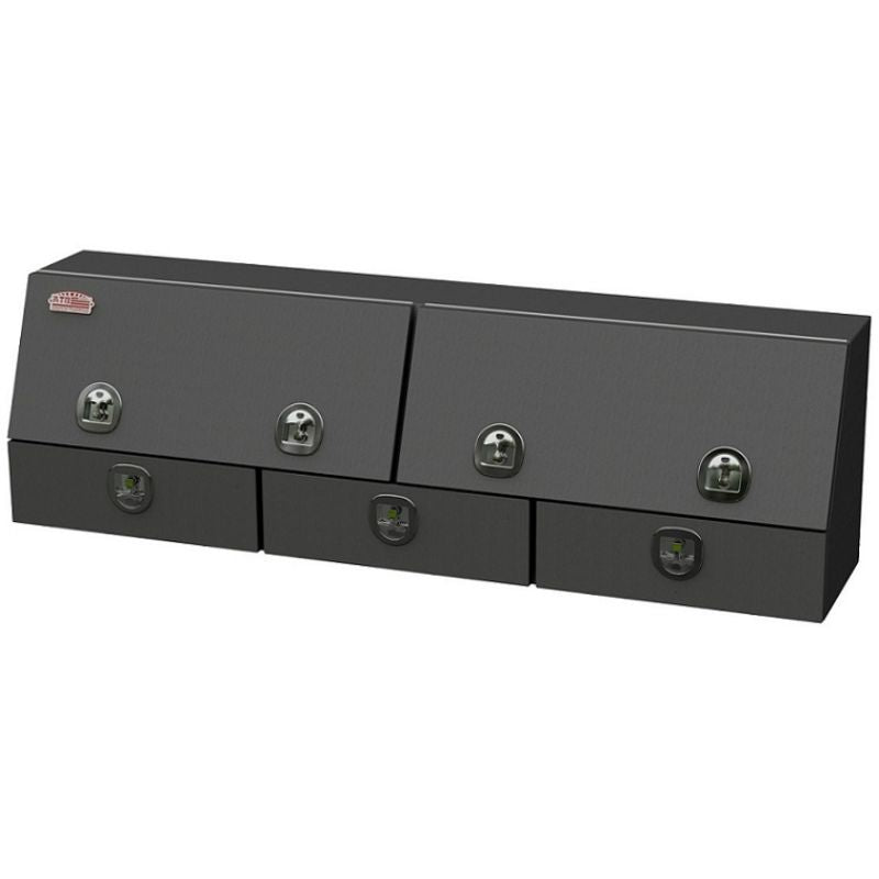 ATB Top Mount Toolbox Top Doors Bottom Drawers 21"H x 16"D x 94"W Black Steel Model S-DU41-211694DT-BX