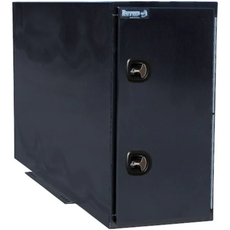 Buyers Products 48x24x96 Gloss Black Steel Straight Side Backpack Truck Box With Adjustable Shelving Model BP964824BLL