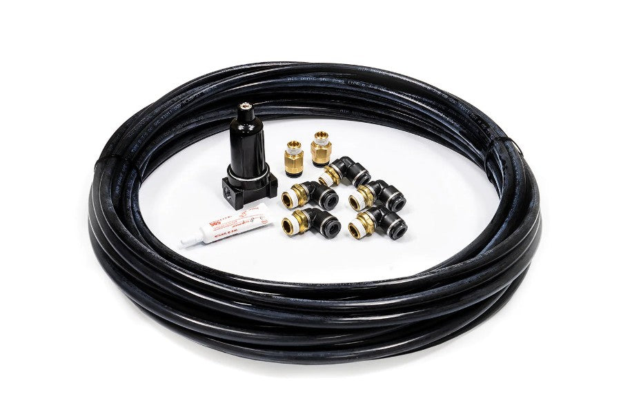 AccuAir Suspension 3/8in Dot/Ptc Fitting Kit, 50ft Airline, 3/8in NPT For Air Springs, Aluminum Filter/Trap