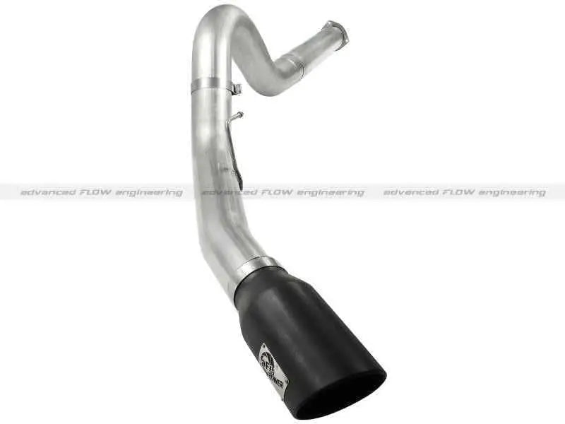 aFe Atlas 5in DPF-Back Aluminized Steel Exh Sys Ford Diesel Trucks 11-14 v8-6.7L td wrinkled blk tip 49-03055-b