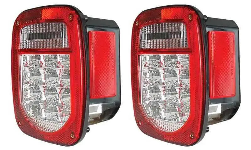 ANZO 1976-1985 Jeep Wrangler LED 2 Lens - Red/Clear, Chrome 861082