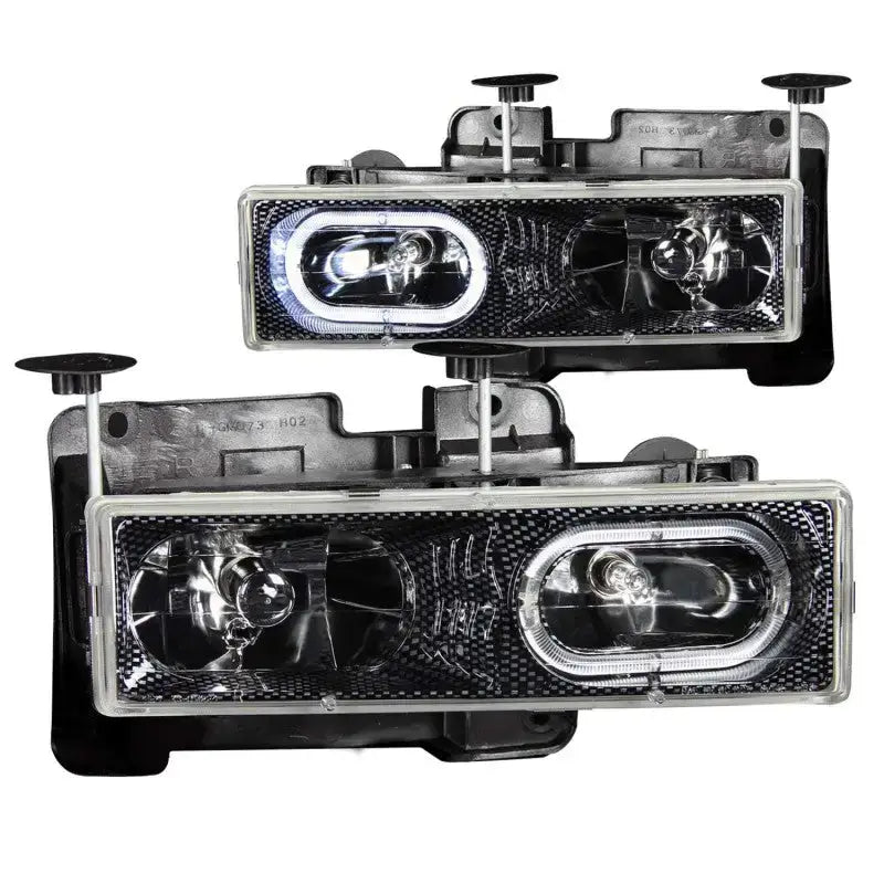 ANZO 1988-1998 Chevrolet C1500 Crystal Headlights Carbon w/ Halo anz111005