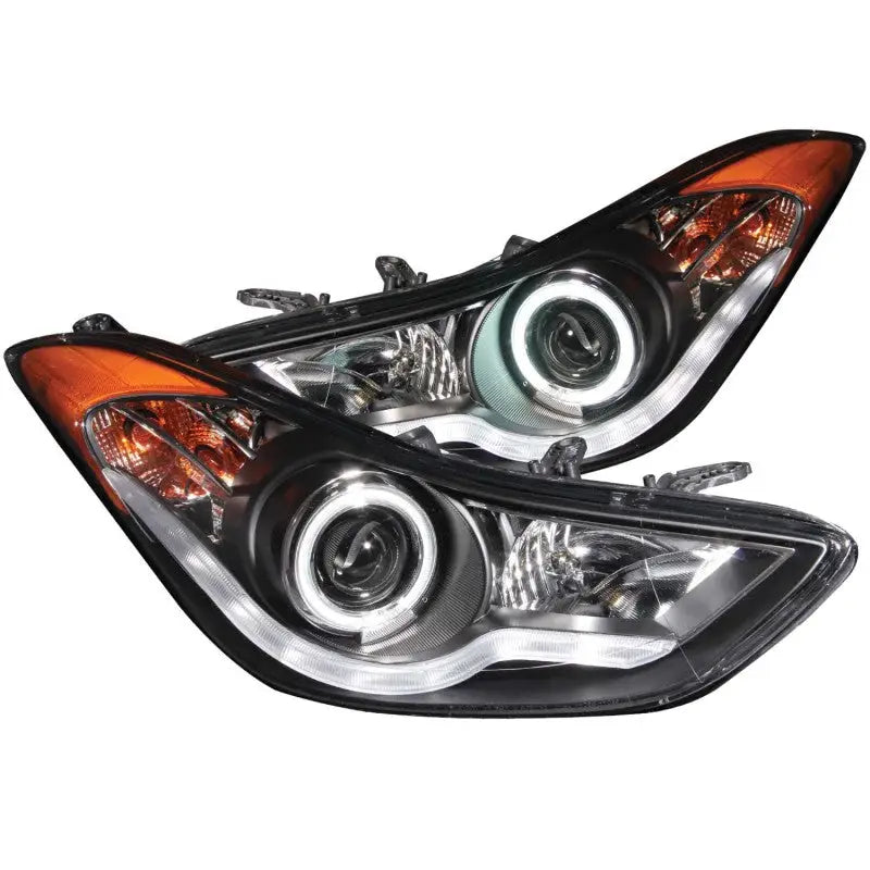 ANZO 2011-2014 Hyundai Elantra Projector Headlights w/ Halo Black (CCFL) anz121456