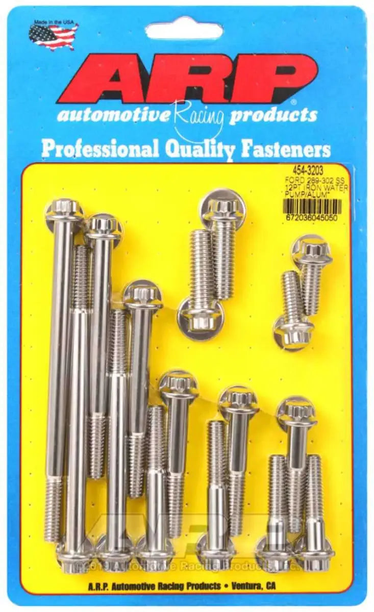ARP Ford 289-302 SS 12pt Iron Water Pump and Front Cover Bolt Kit 454-3203