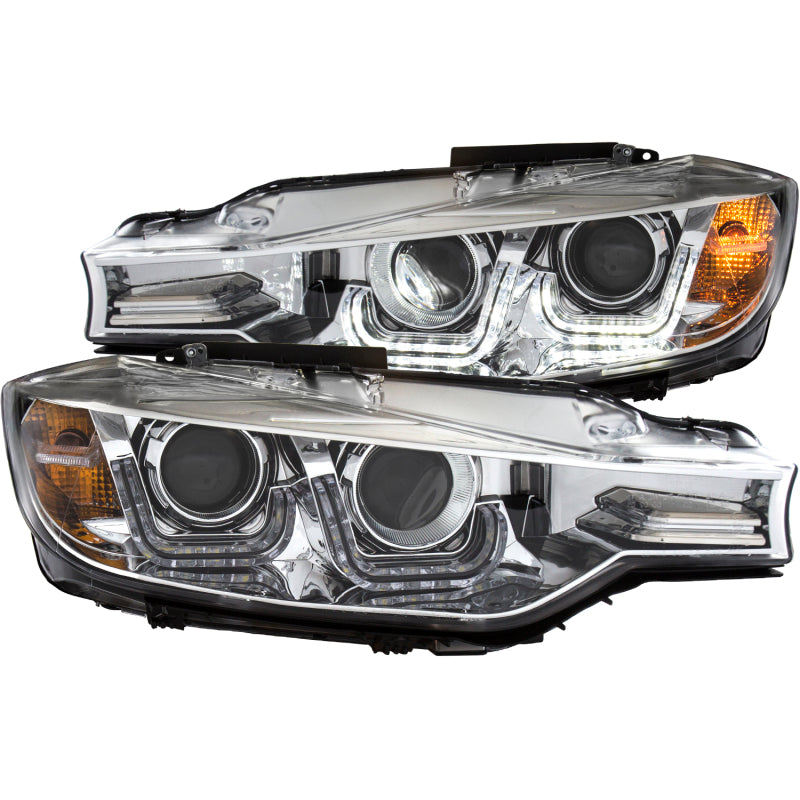 ANZO 2012-2015 BMW 3 Series Projector Headlights w/ U-Bar Chrome anz121505