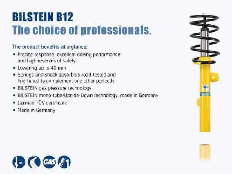 Bilstein B12 (Pro-Kit) 09-17 Volkswagen CC Sport L4 2.0L Front and Rear Suspension Kit 46-259301