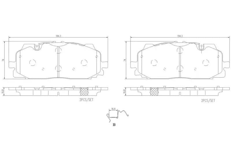 Brake Pad FMSI Number D1894-9122; Ceramic; Set Of 4; With Hardware brmp85165n