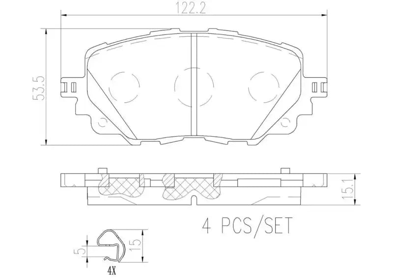 Brake Pad FMSI Number D1903-9130; Ceramic; Set Of 4 brmp49054n