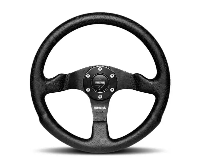 COM35BK0B Momo Competition Steering Wheel 350 mm - Black AirLeather/Black Spokes momcom35bk0b
