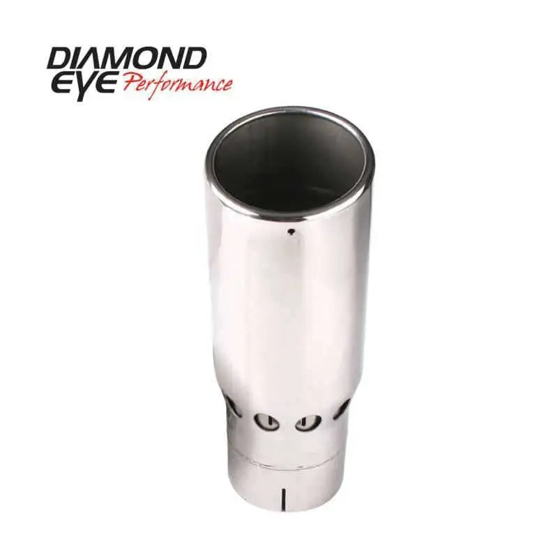 Diamond Eye TIP 5in INLET X 6in OUTLET VENTED/INTERCOOLER ROLLED ANGLE SLOTTED POLISHED SS 15 ANGLE 5616vra