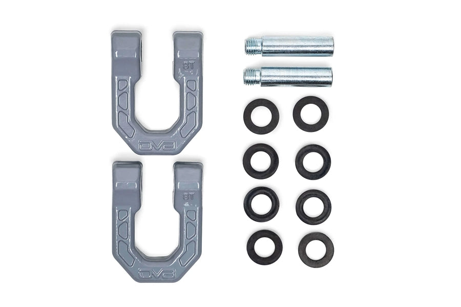 DV8 Elite Series D-Ring Shackles, Gray - Pair