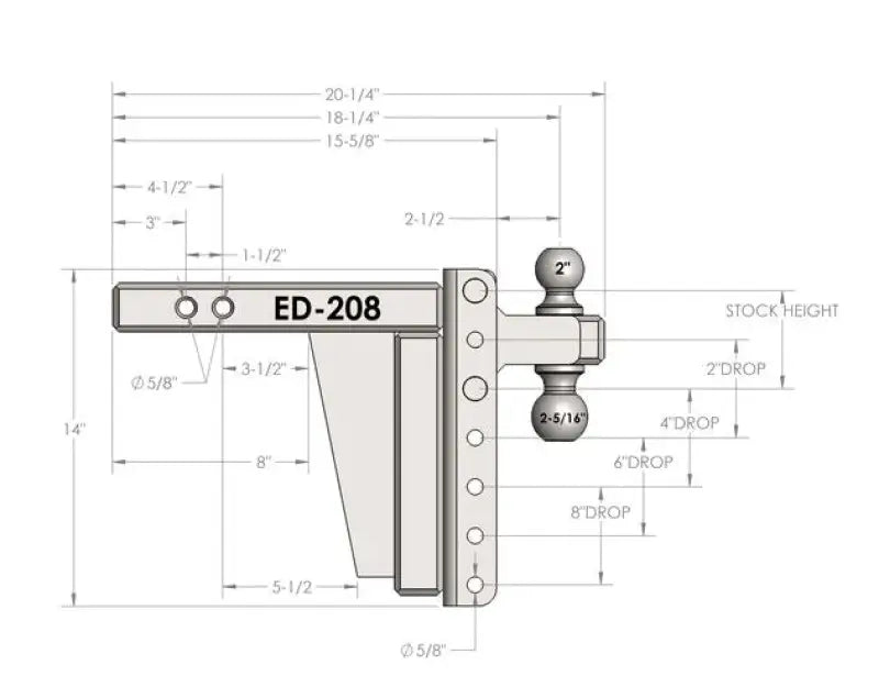 ED208 Bulletproof 2.0' Extreme Duty 8' Drop/Rise bphed208