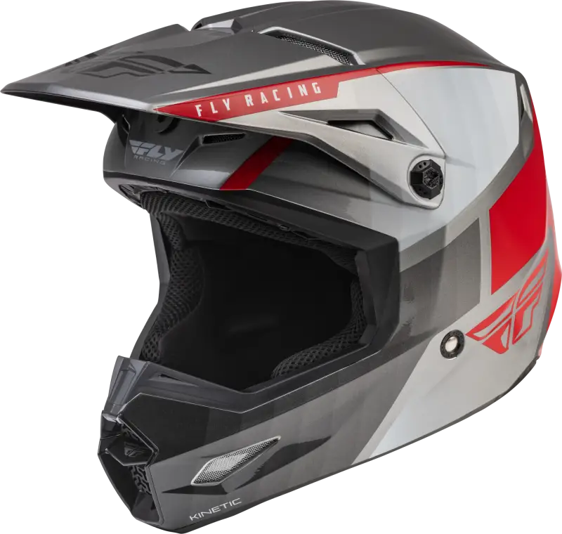 Fly Racing 73-8643YM Youth Kinetic Drift Helmet Charcoal/Light Grey/Red Ym wps-73-8643ym-rva