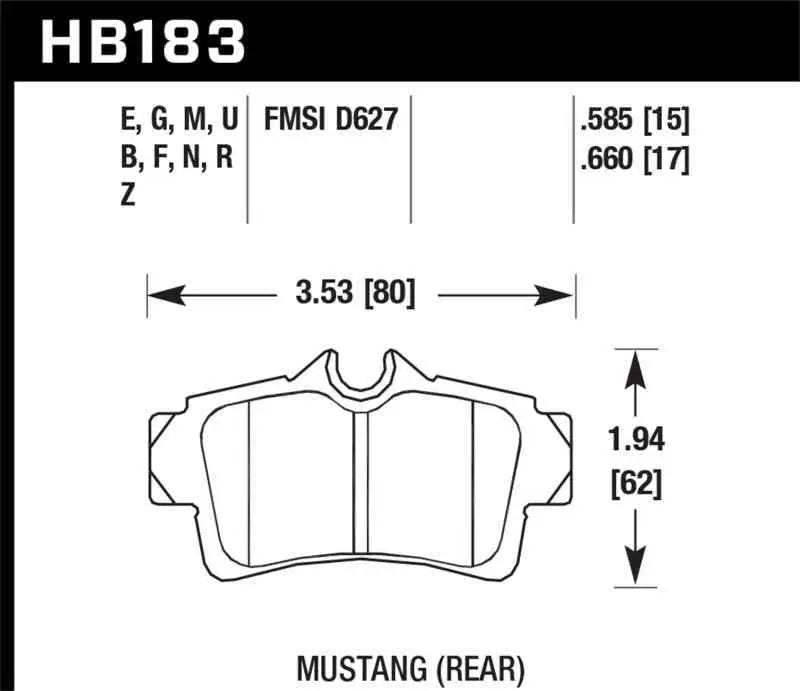 Hawk 01 Ford Mustang Bullitt / 94, 96-99, 01, 03-04 Cobra / 03-04 Mach 1 DTC-60 Race Rear Brake Pads hb183g-585