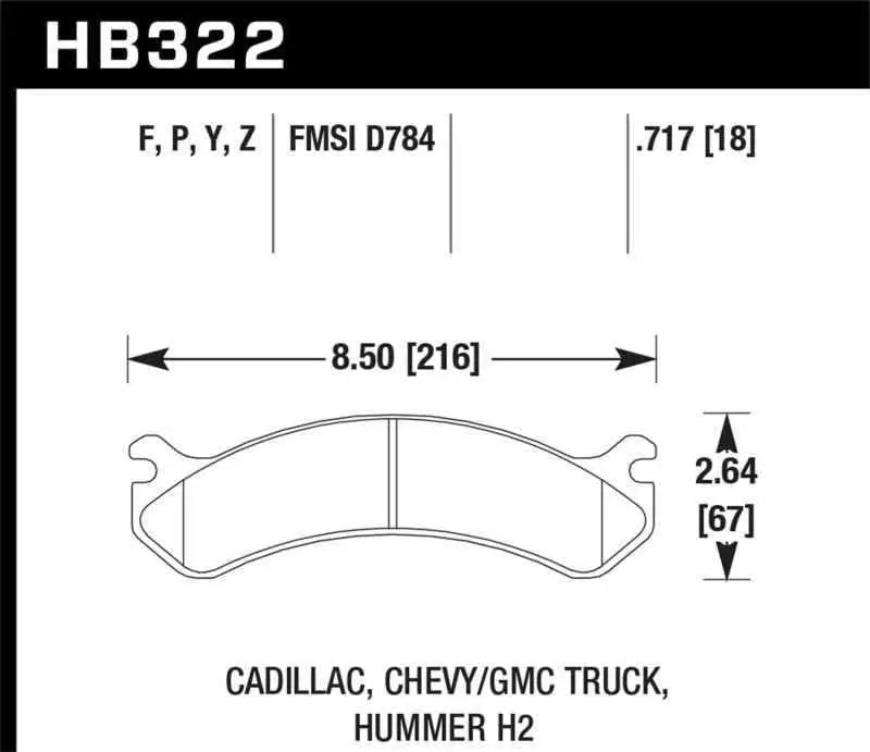 Hawk Chevy / GMC Truck / Hummer Super Duty Street Front Brake Pads hb322p-717
