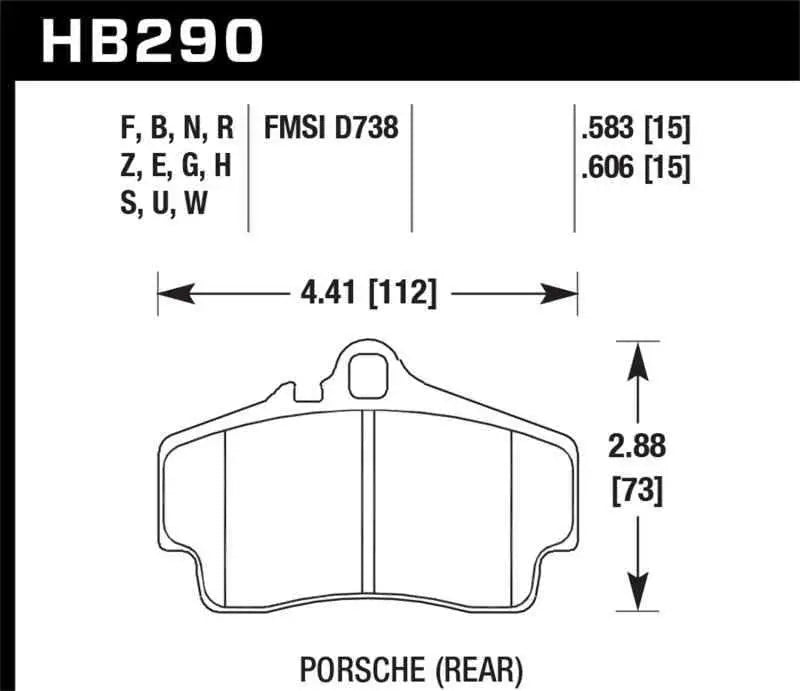 Hawk Performance 98-10 Porsche 911 Carrera 2 / 07-12 Boxster S DTC-70 Race Rear Brake Pads HB290U.583