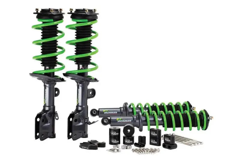 Lift Kit Suspension 2 Inch Front Lift; 2 Inch Rear Lift; With Front And Rear Coil Over Shock Absorbers In Kit; Black/ White/ Green Components; With Subframe Spacer Kit/ Stabilizer Bar Spacer Kit/ Exhaust Hanger/ Installation Hardware irnsub011cckg