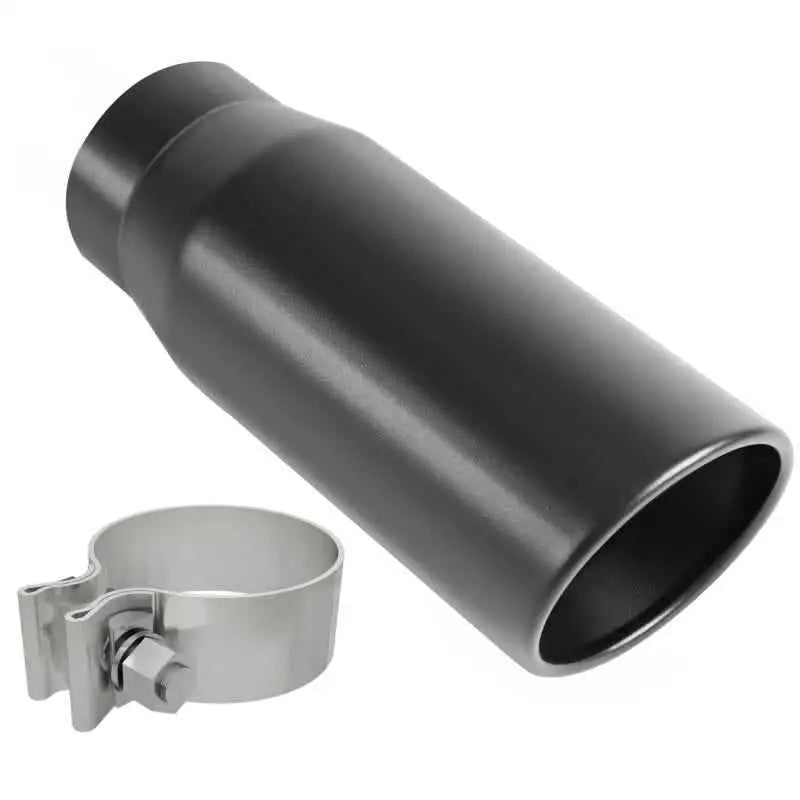 MagnaFlow Tip Black Coated w/ Clamp Single Wall Round Outlet 4in Diameter 3in Inlet 12in Length 35236