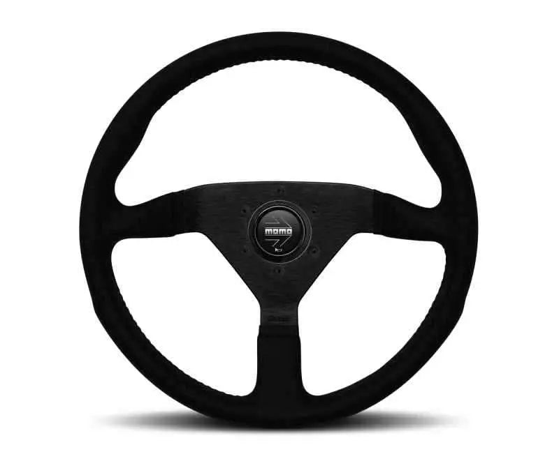 Momo Montecarlo Alcantara Steering Wheel 320 mm - Black/Black Stitch/Black Spokes mcl32al1b