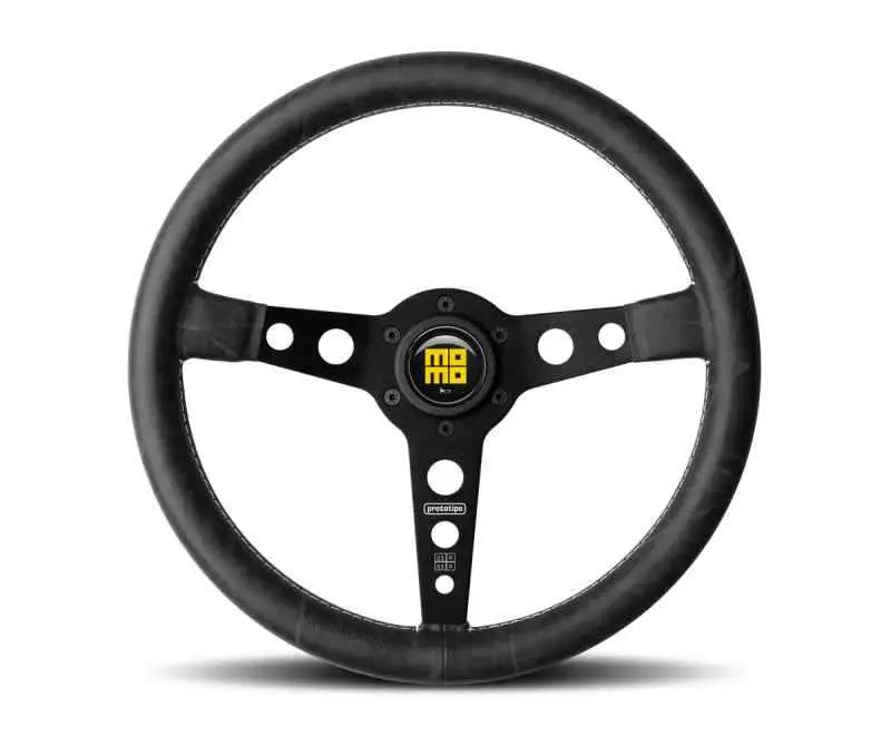 Momo Prototip Heritage Steering Wheel 350 mm - Black Leather/White Stitch/Black Spokes prh35bk2b