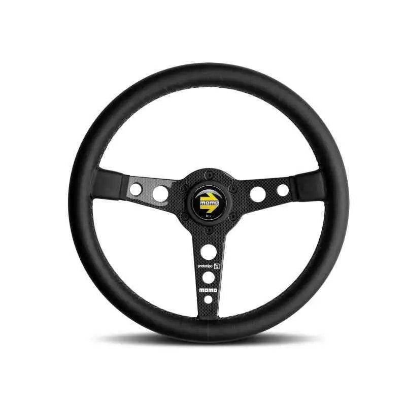 Momo Prototipo 6C Steering Wheel 350 mm - Black Leather/Gry St/Cbn Fbr Spoke pro35bk1c