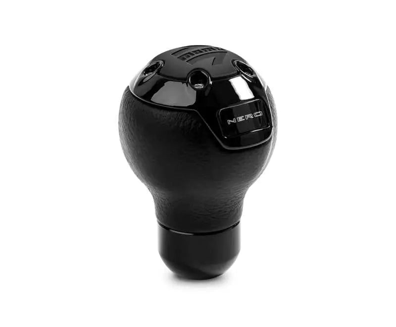 NERBK1 Momo Nero Shift Knob - Tall Black Leather, Black Chrome Insert momnerbk1